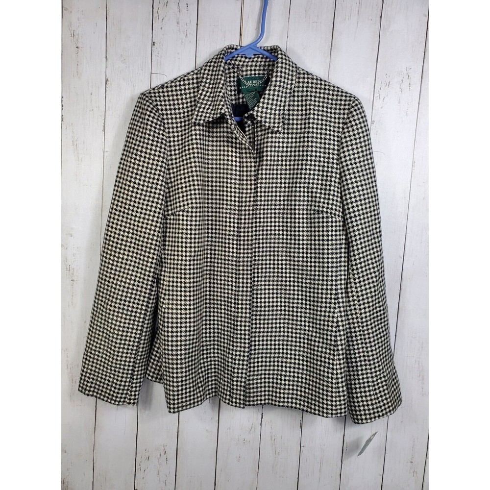 Lauren Ralph Lauren Vintage Wool Jacket Women's Size10 Zip Up Black White